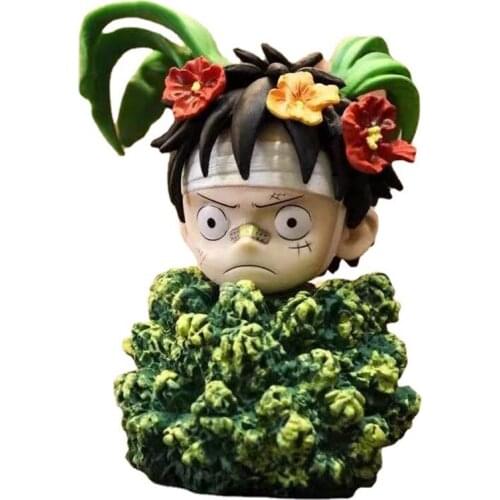 One Piece Luffy In The Grass Q Version Doll Model Action Figures Desktop Ornaments Toys