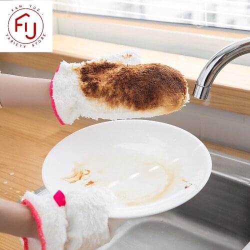 Cleaning Gloves Multifunction Bamboo Fiber Waterproof Rag Glove Anti-slip Dish Washing Gloves For Home Kitchen Household Gloves