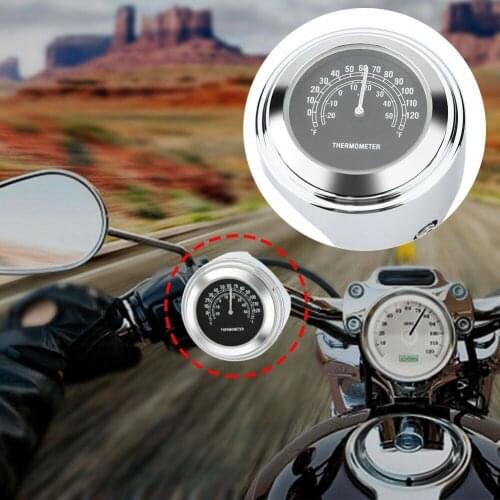 Motorcycle Front Chrome Waterproof 7/8" 22mm Handlebar Mount Temp Thermometer Clock Watch Instruments for Most Models