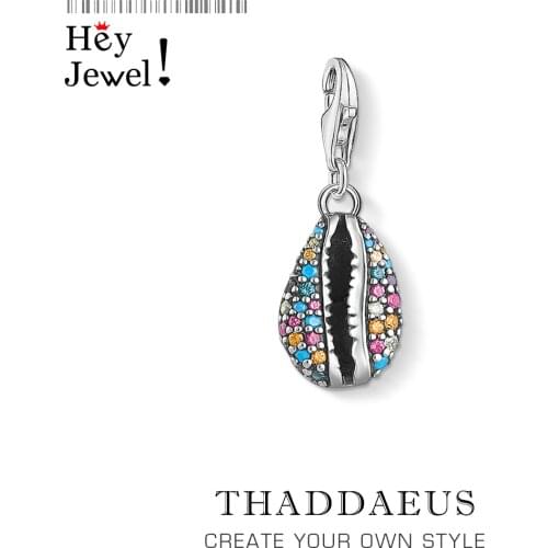 New 925 Sterling Silver Colorful Seashell Pendants Sounds of The Sea Charm for Women Men Fit Bracelet Necklace Trendy Gift