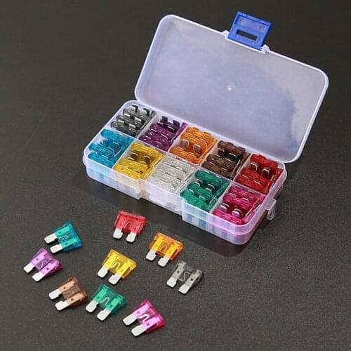 Car Truck Micro Blade Fuses 3A 5A 7.5A 10A 15A 20A 25A 30A AMP Plastic Box Assortment with Clip
