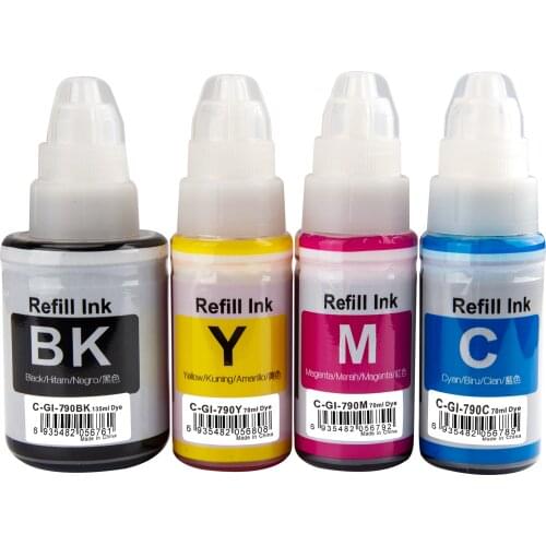 Premium Dye Refill Ink for Canon GI-790 PIXMA G1000 G1010 G2000 G2002 G2010 G3000 G3010 G4000 G4010 Printer