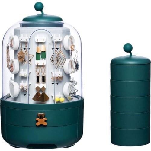 Transparent Multi-layer Jewel Case Jewelry Storage Box Plastic High Quality Flagship Dark Green Earring Necklace Holder