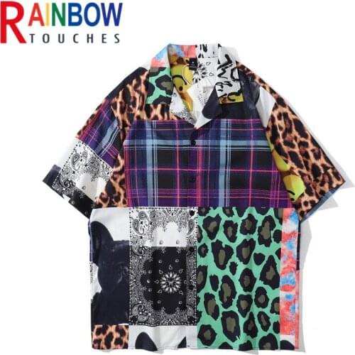 Rainbowtouches Wholesale Sublimaion Bandana Paisley Short Sleeve Shirt Men