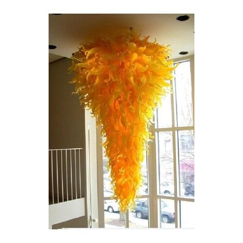 Villa Luxury Yellow Glass Art Ceiling Chandelier Lighting Art Decoration Hand Blown Glass Modern LED Large Chandelier