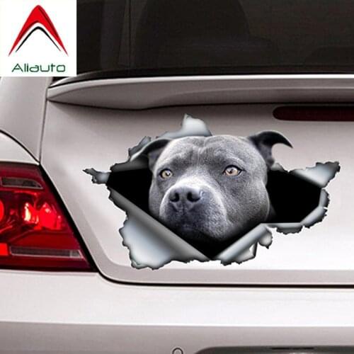 Blue Pitbull Car Sticker Torn Metal Decal Reflective Sticker Waterproof Car Styling Pet Auto Motorcycles Accessories,13cm X 8cm