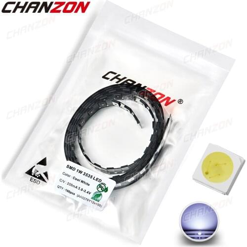 100 pcs 3535 SMD LED Emitting Diode Lamp Chip Cool Cold White Light Beads Micro 3V 1W DIY PCB Circuit LCD for LG Backlight TV