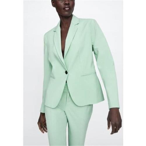 Mint Slim Fit Women Pantsuit Jacket Women Fashion Long Sleeve Suit Women Elegant Tailored Collar Jacket Suits Female Ladies