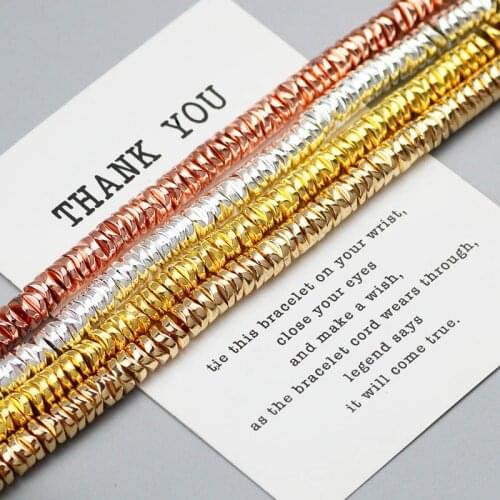 WLYeeS 6mm Gold Silvee COIN Spacer beads Flat Round Natural Hematite Stone 190pcs Loose bead for Jewelry Making Bracelet DIY 15"