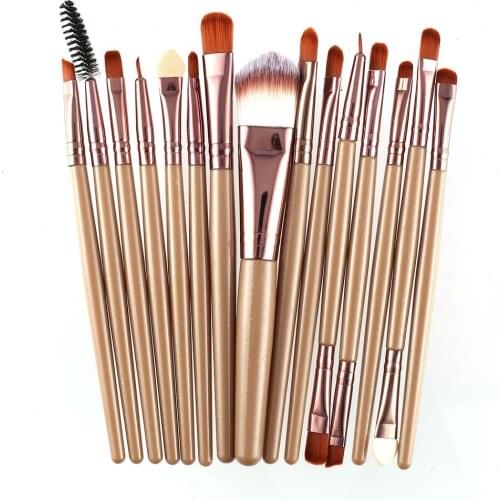 15Pcs/Kit Makeup Brushes Set Eyelash Lip Foundation Powder Eye Shadow Brow Eyeliner Cosmetic Make Up Brush Beauty Tool