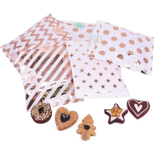 25PCS Kraft Paper Gift Bags Gold Bag for Candy Birthday Wedding Party Favors Treat Supplies Cookie bags Dot Stripe Bronzing DIY