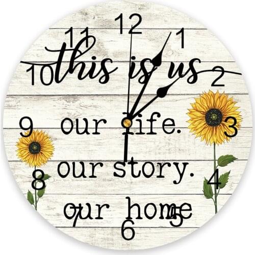 Farm Flower Sunflower Wood Grain 3D Wall Clock Modern Design Living Room Decoration Kitchen Clock Art Wall Watch Home Decor