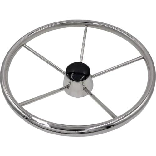 5-Spoke 13-1/2 Inch Stainless Steel Boat Steering Wheel for Marine Yacht Pontoon Boats Dinghy