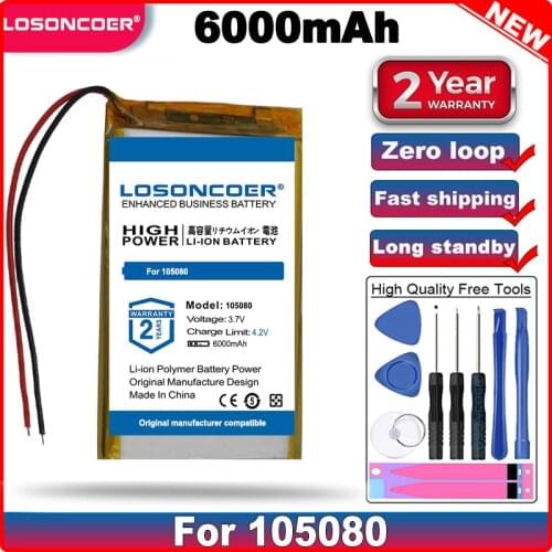 LOSONCOER 6000mAh Long Standby Tablet Battery 3.7V105080 Polymer Lithium Ion / Li-ion Battery for Tablet Pc Battery