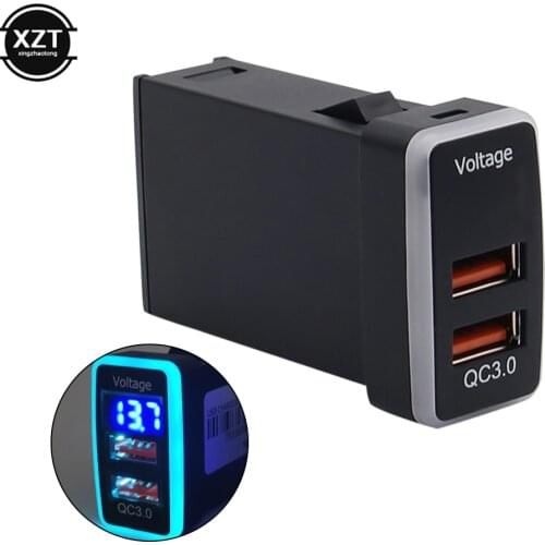 QC3.0 Quick Charging Car Socket Dual Double Port Charger Adapter with Digital Voltage Displayed for Toyota