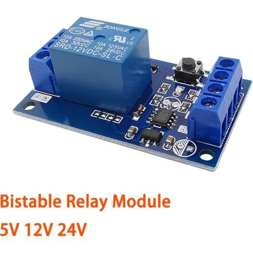 1Pcs Bistable Relay Module 5V/12V/24V Single Bond Button Relay Module Car Modified Switch Start Stop Self-Locking Switch One Key