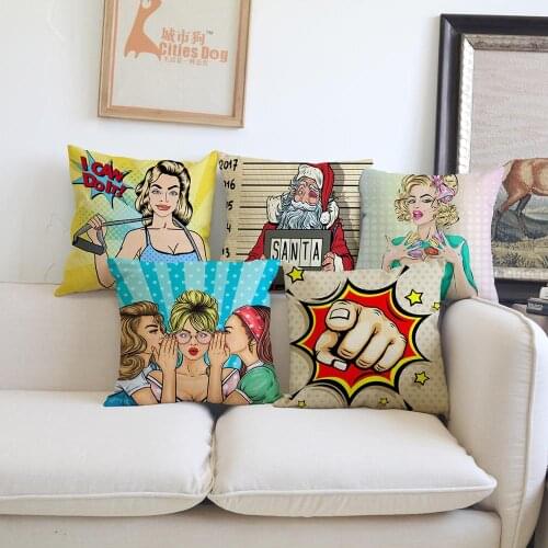 Cartoon character Pop art cushion cover Pillow linen illustration Works Home sofa Decoration cushions covers Pillowcase