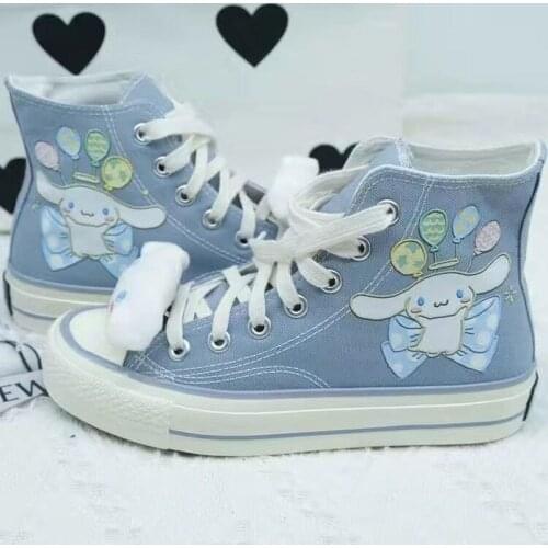 Designer Women Cute Print Dog Canvas High Top Shoes Student Pink Shoes Girls Thick Heel Sneakers Casual Running Platform Shoes