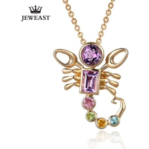 ENZO Scorpio Natural Amethyst 9K Pure Gold Pendant Real AU 750 Solid Gold Upscale Trendy Classic Fine Jewelry Hot Sell New2020