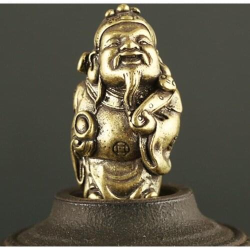 Pure copper Feng Shui solid God of wealth small handicraft ornament
