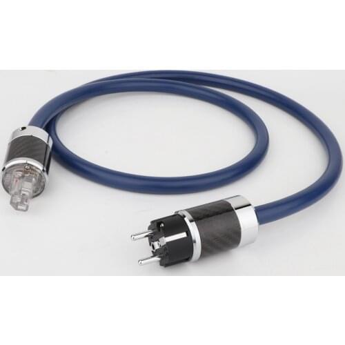 Hi-end OCC Copper AC Power Cable Hifi Audio EU Mains Power Cord Cable Rhodium Plated Carbon Fiber Schuko Plug Cable