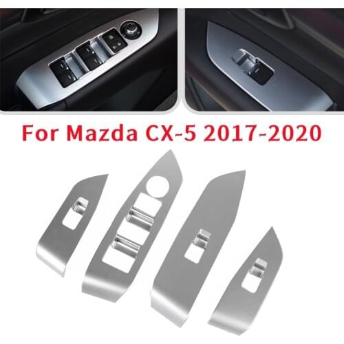 Chrome Window Lift Switch Panel Protection Cover Trim Inner Door Armrest for Mazda CX-5 CX5 2017-2020 Left Hand Drive