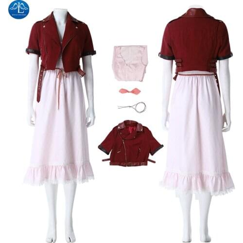 FF 7 Final Fantasy VII Aerith Gainsborough Cosplay Costume Adult women girls dress Halloween Carnival Coostumes