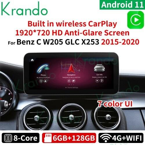 Krando Android 10.0 128G 10.25'' Car Radio For Mercedes Benz C W205 GLC-X25 V CLASS W446 2015-2020 NTG 5.0 5.5 Wireless Carplay