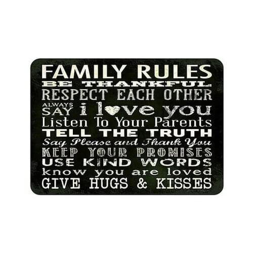 Hot Family Rules Vintage Mental Plaque Love & Live Tin Signs Art Wall Stickers Bar Home Sweet Decorative Painting Posters WY26