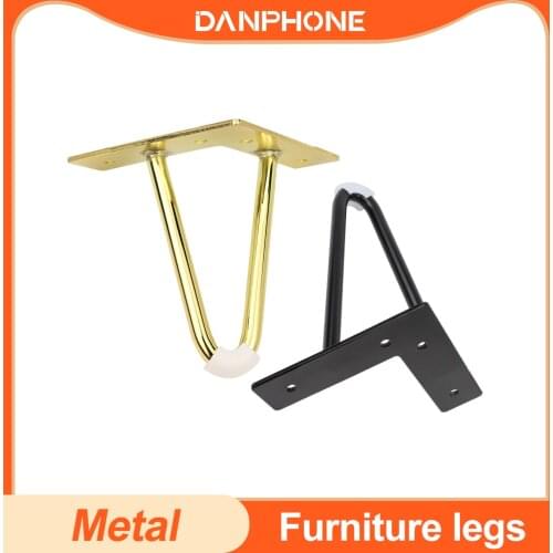DANPHONE 4pcs Iron Table Legs For Metal Furniture Foot Black Gold Chair Sofa Bed Hairpin Desk Leg Cabinet Feet To The Dresser