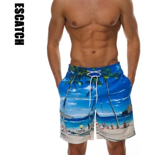 Escatch Brand Men Board Shorts New Design 3D Print Beach Shorts Quick Dry Summer Mens Siwmwear Swim Shorts Surfing