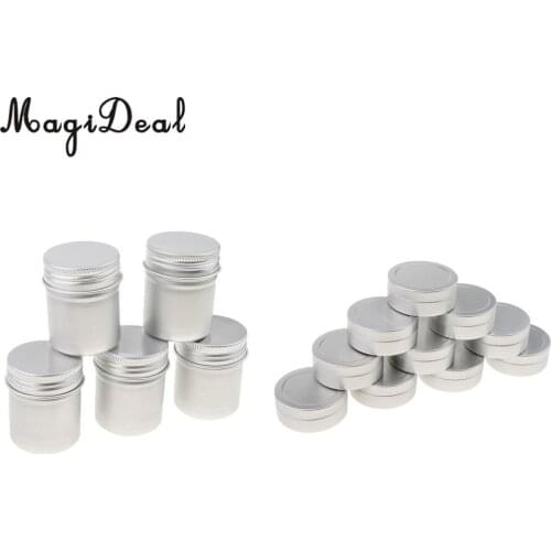 Lot 15 Small Mini Aluminum Screw Lid Cosmetic Lip Balm Tins Container 25g 50g Set for Samples Makeup Containers