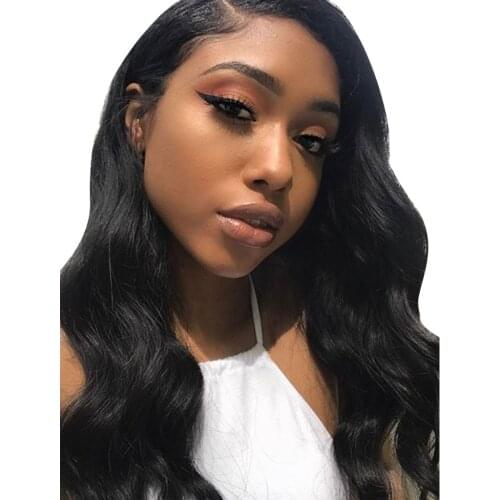 Natural Synthetic Hair Black Long Curly Wavy Lace Front Wigs Full Hairpieces