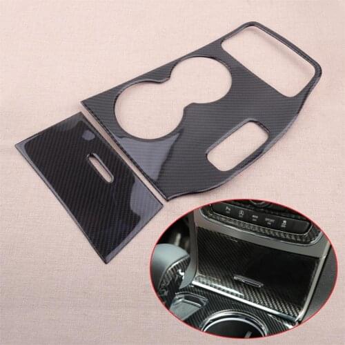 NEW 2pcs Dashboard Gear Shift Panel Cup Holder Sticker Trim Cover Fit For Jeep Grand Cherokee 2014-2015 Left Hand Drive