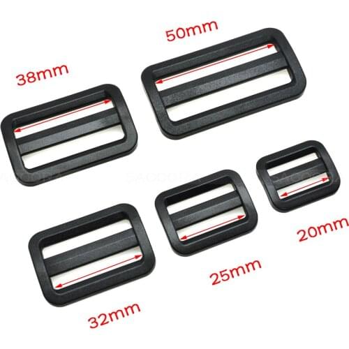 3/4" 1" 1-1/4" 1-1/2" 2" Plastic Curve Slider Tri-Glide Adjust Tri-ring Buckles For Dog Collar Harness Backpack Strap Black