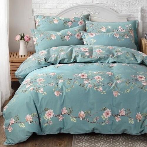 2021 Green Flower Bedding Multi-size Home Textile Sheet Duvet Cover Pillowcase Single Piece Bedding Single Double Quilt Cover