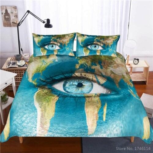 World Map Human Eye 3D Printed Comforter /Duvet Cover Set Twin Full Queen King Size Bedding Set Bedlinen Bedclothes Home Textile