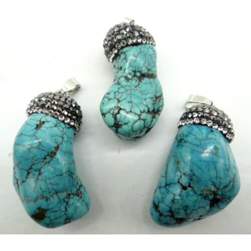 Natural Stone Opal Turquoises Quartz Crystal tiger eye irregular Charms pendant for diy Jewelry making necklace Accessories6pcs