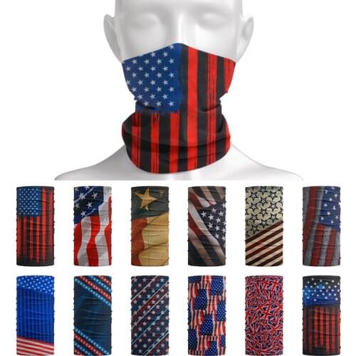 Retro Nostalgia American Flag Ring Scarf Summer Men Hijab Scarf Headdress Cycling Face Head Wrap Cover Bandana Hip-hop Cap