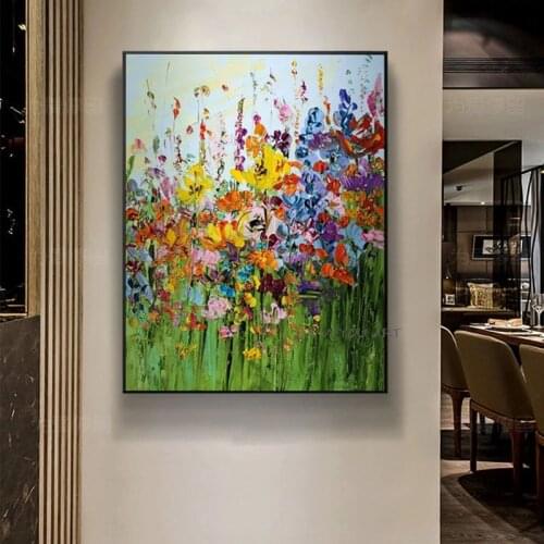 100% Hand Painted Light Luxury Living Room Decoration Modern Minimalist Atmosphere Sofa Background Wall Art Nordic Wall Pictures