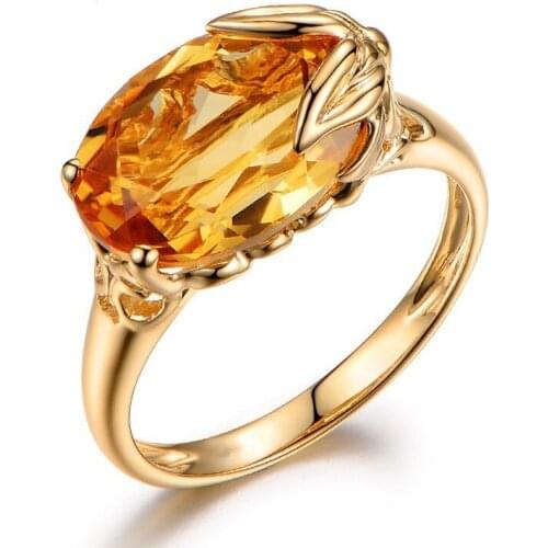 WYJZY Inlay high quality yellow crystal ladies exquisite ring beautiful party ladies wear jewelry anniversary surprise gift