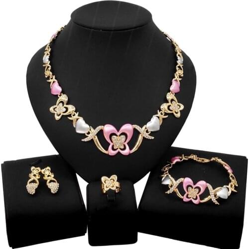 Yulaili High-quality Exquisite Small XO Jewelry Set and Pakistani Ladies Butterfly Love Earrings Ring Jewelry Sets Girl Birthday