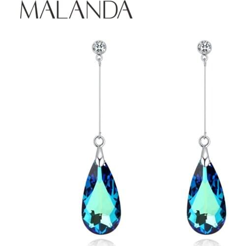 Malanda Original Crystal From SWAROVSKI Water Drop Earrings For Women Earrings Fashion Long Dangle Earrings Wedding Jewelry Gift