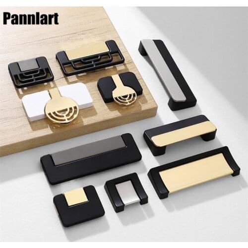 Pannlart 1 Pc Gold Black Modern Hidden Handles Zinc Alloy Cabinet Cupboard Door Pulls Dresser Drawer Knobs Furniture Hardware