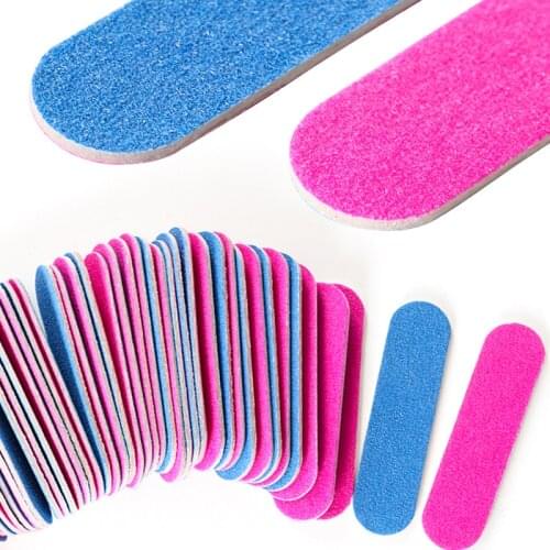 10pcs/pack Double-side Nail Files Mini Buffers Tools DIY Sandpaper Accessories Pink Blue Sanding Professional Nail Art Manicure