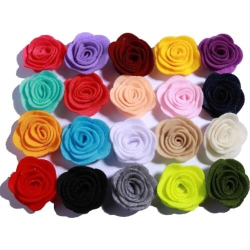 120PCS 4CM Mini Chic Felt Rose Flowers For Apparel Accessories Nonwovens Material Fabric Flower For Hair Headband Accessories