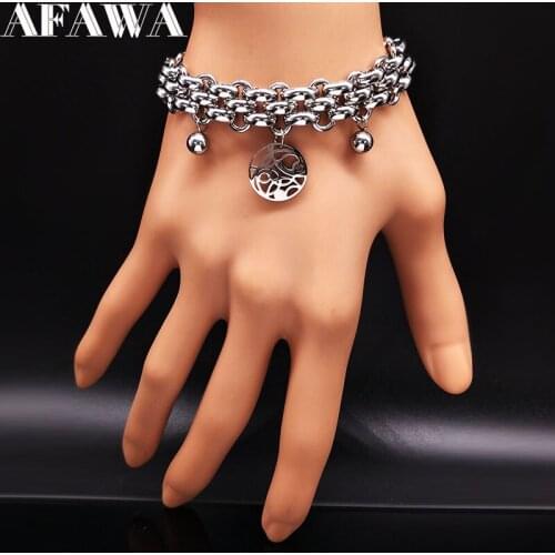 2021 Fashion Geometry Stainless Steel Bracelets for Women Silver Color Charm Bracelet Jewelry Gift bracelet femme B17835