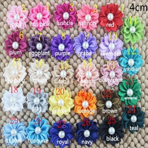 300 pcs/lot , 4cm satin ribbon flowers , satin fabric flowers for hair headwear hair apparel accessories