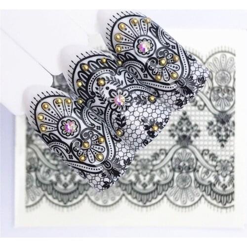 5 pcs Lace Netting Nail Stickers Flowers plants Water Decal Cat Plant Pattern 3D Manicure Sticker Nail Art Decoration m3N74