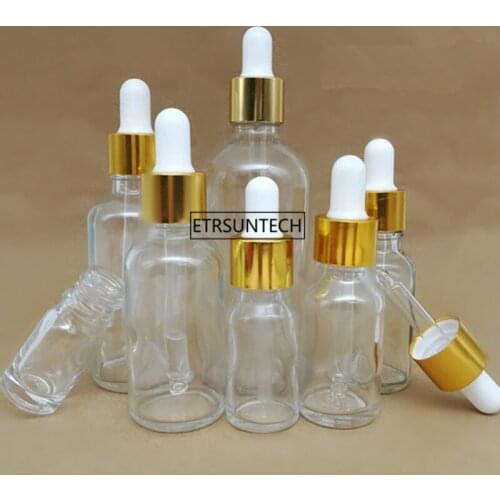 50pcs 15ml 50ml DIY Clear Glass Empty Essential Oil Bottle, High Grade Glass Empty Liquid Dropper Bottle F3557